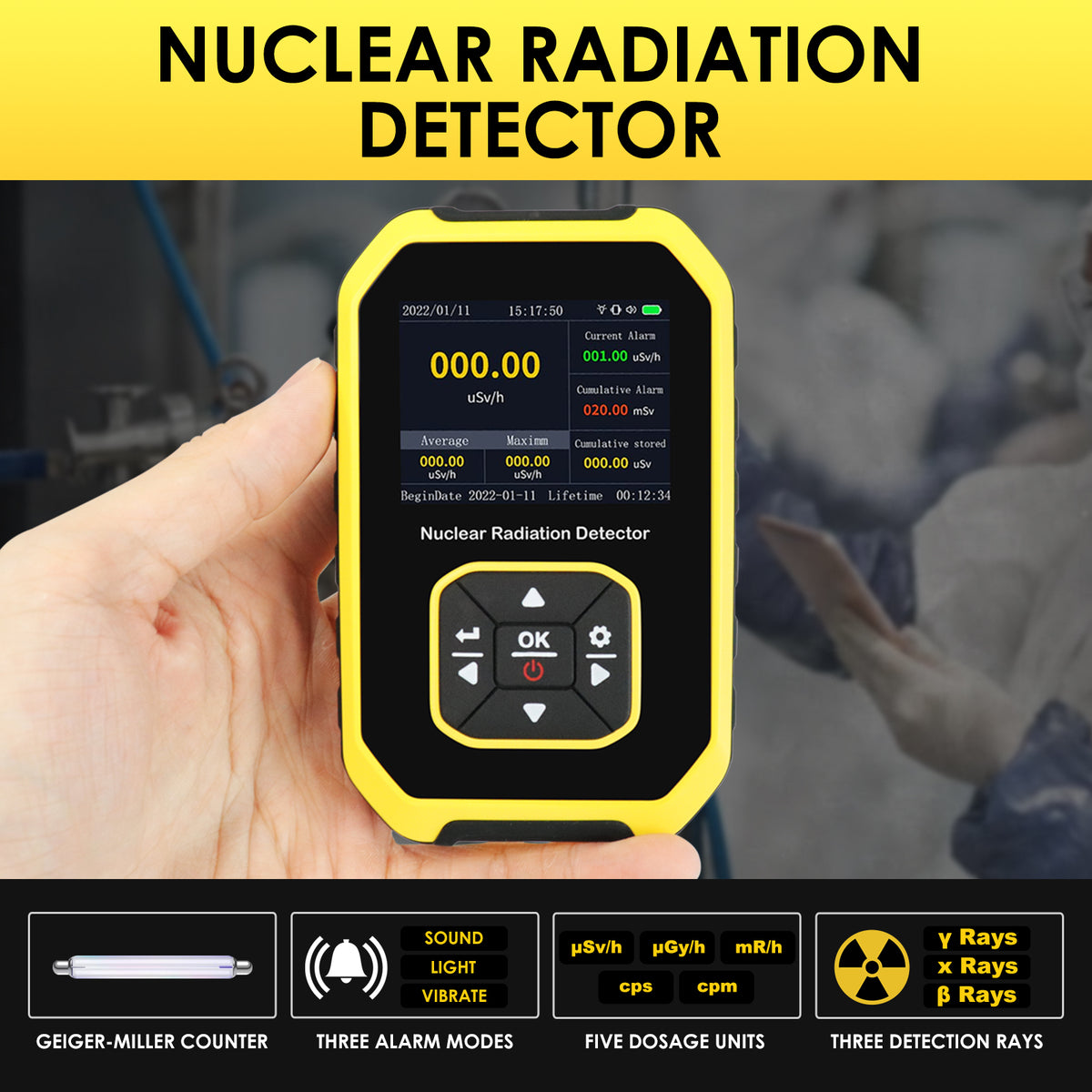 GAM-391 Geiger Counter Nuclear Radiation Detector Handheld Dosimeter B –  Gain Express