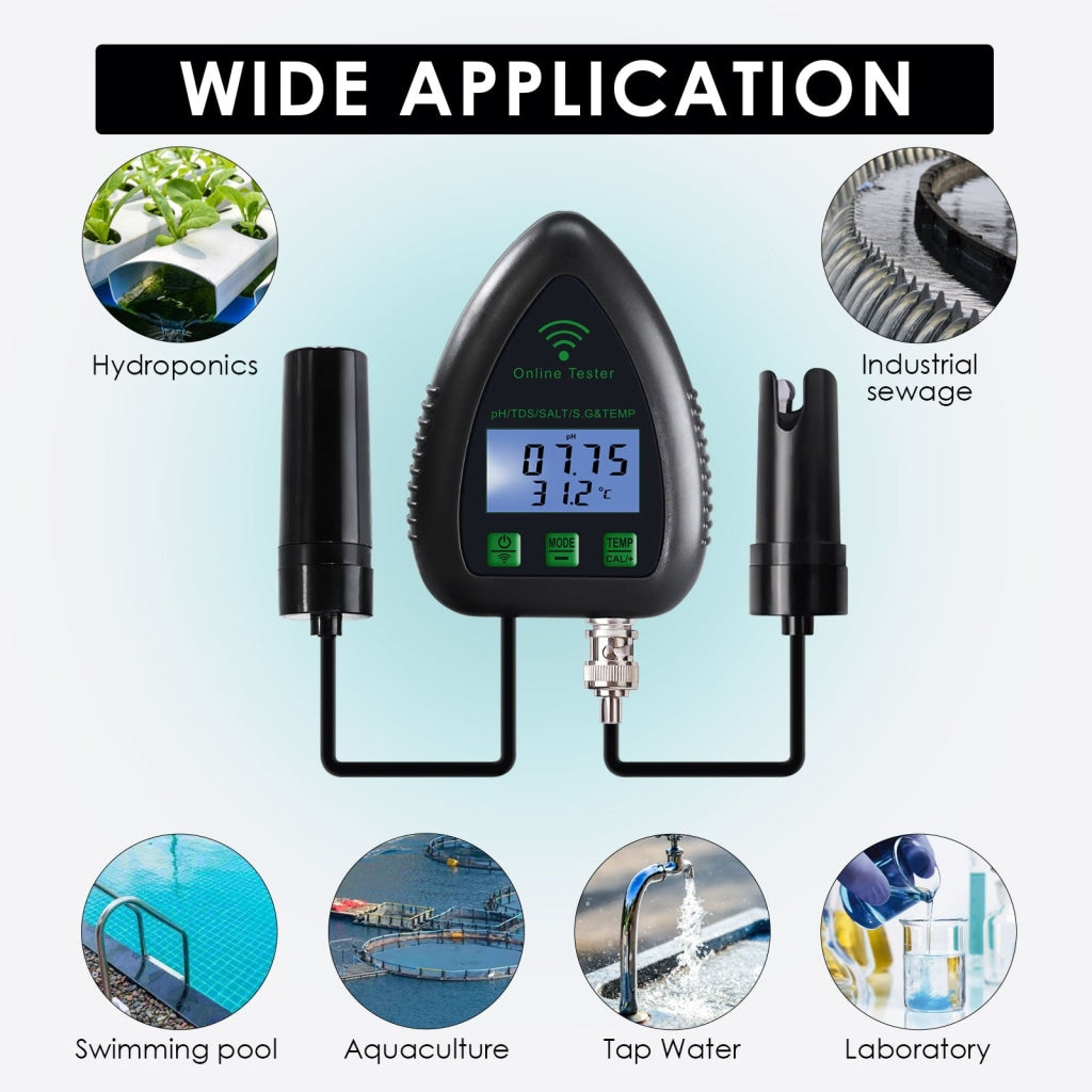 6 In 1 Digital Wifi Ph Ec Temp Meter Water Quality Tester Tuya App Control