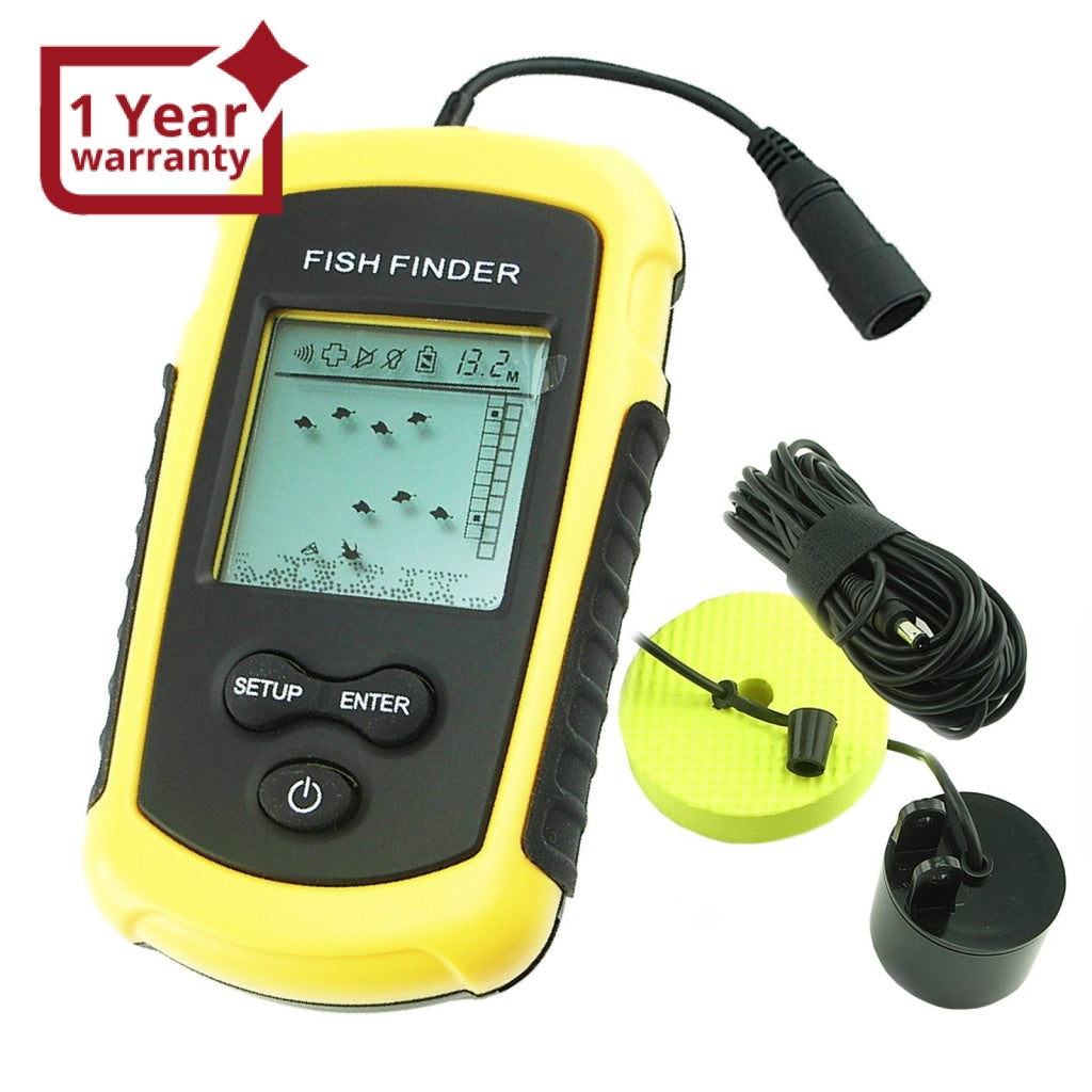 LUCKY Portable Fish Finders Wired Transducer Kayak Fish Finder Kit Portable  Depth Finder LCD Display for Kayak Boat Ice Fishing