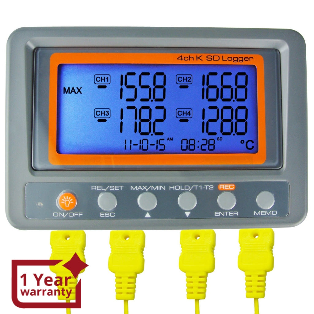 THE-27 Digital Thermometer 4 Channel K-Type Thermocouples with K-Type –  Gain Express