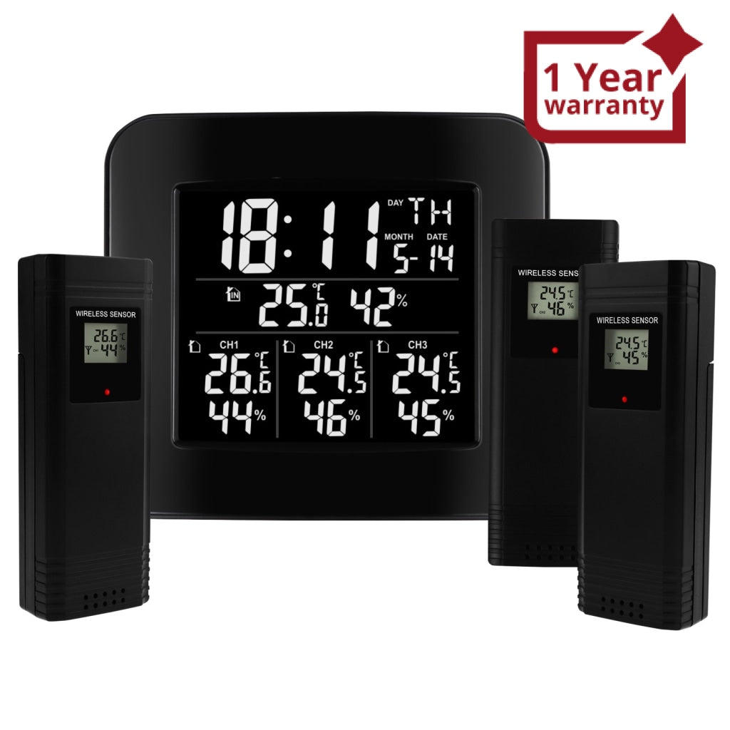 Weather Station Clock Indoor Outdoor Temperature Humidity Meter