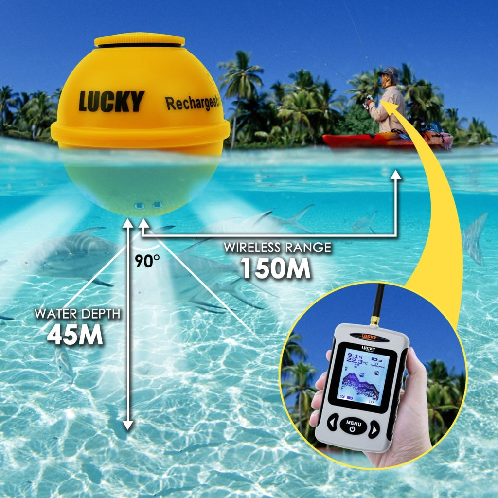 Lucky Fish Finder 45m (147ft) Depth 150m (492ft) Wireless