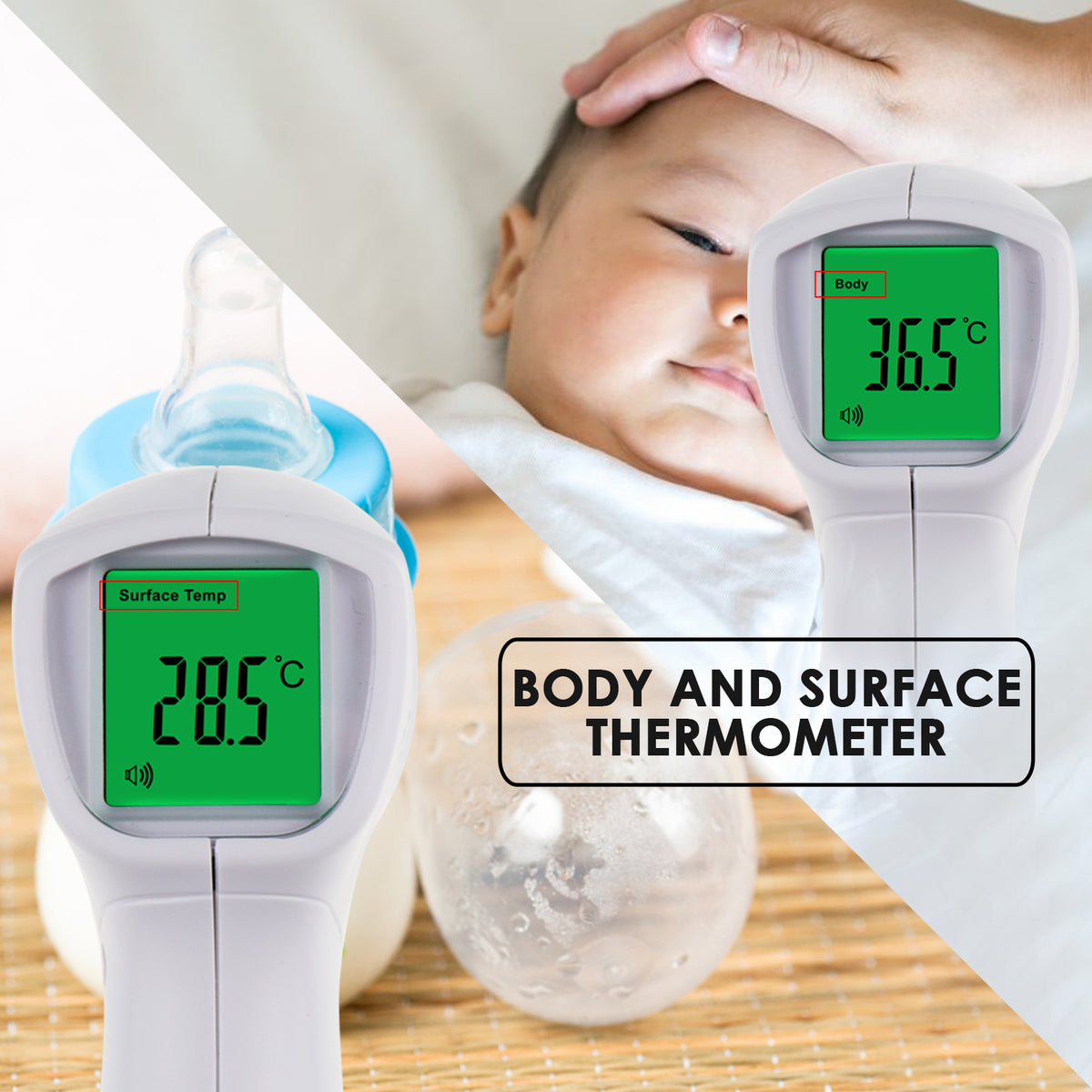 Easy@Home 3 in 1 Non-Contact Infrared Forehead Thermometer (US Stock) for  Digital Temperature of Babies, Kids and Adults, Co-Branding JXB-178