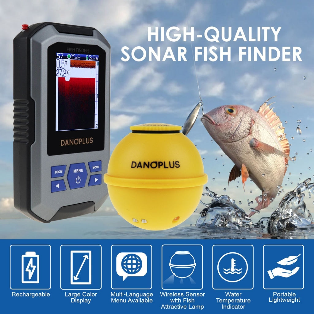 Venterior Portable Rechargeable Fish Finder Wireless Sonar Sensor Fishfinder  Depth Locator with Fish Size, Water Temperature, Bottom Contour, Color LCD  Display : : Electronics