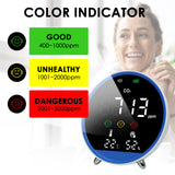 AQM-399 Carbon Dioxide CO2 Monitor Indoor Air Quality Meter Temperature Humidity Tester Face Icon Colored Display with Alarm 400~5000PPM NDIR Sensor