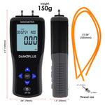 MAN-334 Digital Manometer Portable Air Vacuum / Gas Pressure Gauge Meter 12 Measurement Units with Backlight and Data storage Function Sing Pipe or Differential Pressure of 1-2 Pipes Detection