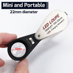 GEM-450 Jeweler Magnifier Loupe with 6 UV and LED Light 22mm Optical Triplet Lens, USB Rechargeable Mini Gem Tool