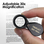 Gem-451 Magnifier Mini Jeweler Loupe (10X / 20X 30X) 18Mm High-Quality Optical Triplet Lens Battery