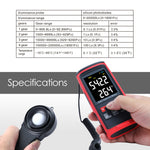 Lux-426 Split Type Digital Light Lux Meter With Temperature Measure Colored Lcd Display Illuminance