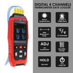 The-373 K/J/T Datalogger Thermocouple Thermometer -200~1372°C (-328~2501°F) 4-Channel Display