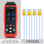 The-373 K/J/T Datalogger Thermocouple Thermometer -200~1372°C (-328~2501°F) 4-Channel Display