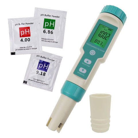 WQM-339 7in1 Pentype Tester PH / TDS / EC / ORP / Salinity / S.G. / Temperature Meter Water Tester for Drinking Water, Aquariums, Hydroponics Pools