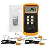 68022_2P Digital 2 Channels K - Type Thermometer w/ 4 Thermocouples (Wired & Stainless Steel), - 50~1300°C ( - 58~2372°F) Handheld Desktop High Temperature Kelvin Scale Dual Measurement Meter Sensor - Gain Express