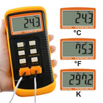 68022_2P Digital 2 Channels K - Type Thermometer w/ 4 Thermocouples (Wired & Stainless Steel), - 50~1300°C ( - 58~2372°F) Handheld Desktop High Temperature Kelvin Scale Dual Measurement Meter Sensor - Gain Express