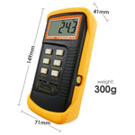 68022_2P Digital 2 Channels K - Type Thermometer w/ 4 Thermocouples (Wired & Stainless Steel), - 50~1300°C ( - 58~2372°F) Handheld Desktop High Temperature Kelvin Scale Dual Measurement Meter Sensor - Gain Express