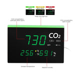 7729 Wall Mount / Desktop Stand Indoor Air Quality Monitor Real - time CO2 Detector, Carbon Dioxide & Temperature & Humidity Level with Large LED Screen & Visual Color Warning Light Bar and Audible Alarms - Gain Express