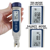 837 - 3_bag Pentype TDS / Salinity / Temperature Tester Water Quality Meter ATC Multiple Units (ppt, ppm, S.G., %, °C, °F) Digital Tool for Saltwater Monitoring & Testing IP65 Waterproof Housing - Gain Express