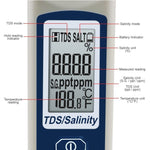 837 - 3_bag Pentype TDS / Salinity / Temperature Tester Water Quality Meter ATC Multiple Units (ppt, ppm, S.G., %, °C, °F) Digital Tool for Saltwater Monitoring & Testing IP65 Waterproof Housing - Gain Express