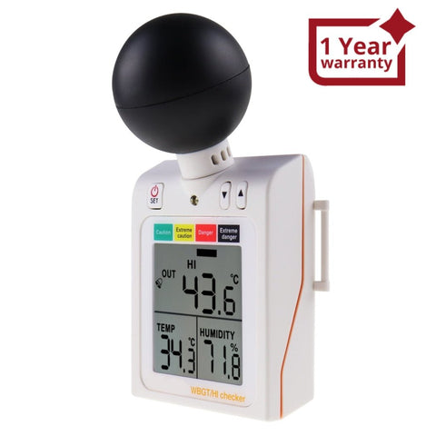 87784 87784 Wearable 2 - in - 1 WBGT + HI Heat Index Checker Wet Bulb Globe Temperature Heat Stress Meter Air Globe Temperature Humidity Tester with Dangerous Level Indicator Audible Alarm - Gain Express