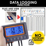 88597 88597 Digital 4 Channels Thermometer NTC Thermistor Probe SD Card Logger with Relay Function Data Logging Big LCD Display - Gain Express