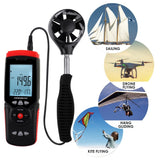 ANE - 273 ANE - 273 Professional Anemometer Datalogger Wind Speed Velocity Meter Air Flow CFM CMM Air Volume Wind Direction Temperature Humidity Measurement Digital Tester Gauge with MAX / MIN / AVG Value, Data Hold, and Backlight - Gain Express