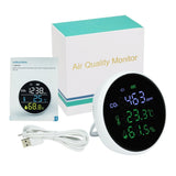 AQM - 396 AQM - 396 Carbon Dioxide CO2 Monitor Wall Mount Indoor Air Quality Meter Temperature Humidity Tester Colored Large Screen Display with Alarm 400~5000PPM NDIR Sensor - Gain Express