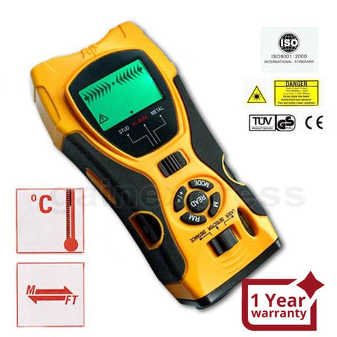 CK - 109_yellow CK - 109_yellow 5in1 Distance Meter Stud Metal Live Wire Detector & Laser Marker - Gain Express