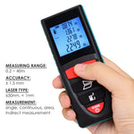 DIS - 209 DIS - 209 40M (131ft) Digital Laser Distance Meter Measuring Device D8 Rangefinder Measure Telemetro Range Finder with Backlit LCD Screen, Single - distance/ Continuous Measurement Area Pythagorean Modes, +/ - 1.5mm High Accuracy - Gain Express