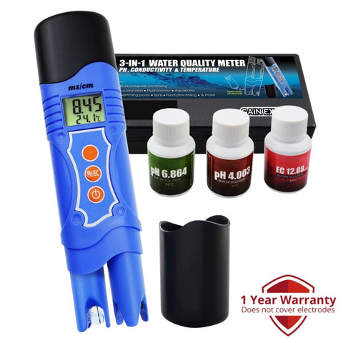 ECM - 226 ECM - 226 3 - in - 1 Conductivity EC & pH & Temperature Meter Multi - parameter Tester Digital Pen ATC, Water Quality Test Analyze Calibration Kit, 0.01mS/cm Resolution, Aquarium Hydroponics Tank Pool Lab Spa - Gain Express