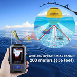 FFW - 335_EU FFW - 335 Fish Finder Wireless Sonar Sensor 125kHz Frequency 45 Meters / 147 Feet Depth Alarm Function and Large LCD Display - Gain Express