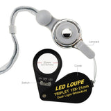 GEM - 247 GEM - 247 15x 21mm Optic Glass Loupe 6 LED & UV Light Magnifier Jeweler Foldaway Pocket Black Frame Triplet Lens Magnifying Gem Jeweler Mechanics Photographer Hobbyist Watchmaker - Gain Express