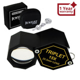 GEM - 251 GEM - 251 15x Jewelry Loupe Magnifier 20.5mm Triplet Lens Achromatic Optical Glass Magnifying Tool Metal (Aluminum) Body Hexagonal Design Kit Set Magnification Loupe Black Frame - Gain Express