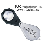 GM10 GM10 Mini 10X Jeweler Loupe Magnifier + 6 LED light, 21mm lens - Gain Express