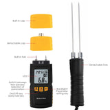 HTM - 41 HTM - 41 Digital Wood Moisture Meter 2~70% Humidity 20~90% RH Temperature - 10~60°C (14~140°F) Tester, Timber, Damp Detector Portable, Measure Water Percentage in Sheetrock, Bamboo, Paper, Soft Wood - Gain Express