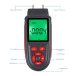 MAN - 346 Handheld Manometer Dual Differential Digital Gas Pressure Tester with Backlight 12 Selectable Units Air Pressure Gauge HVAC Tester with Data Storage Function - Gain Express