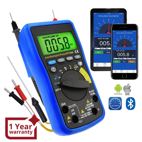 MUL - 212 MUL - 212 Digital DMM Bluetooth Multimeter with iOS & Android Mobile App, AC DC voltage, AC DC current, Auto Range, Capacitance, Resistance, Frequency, Diode and Continuity Test, Duty Cycle, Temperature, Meter Tester - Gain Express