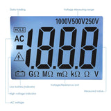 MUL - 351 Digital Insulation Tester Resistance Meter 250V / 500V / 1000V Output Voltage 750V AC Voltage Megohmmeter Large LCD Display with Blacklight and Buzzer Alarm - Gain Express