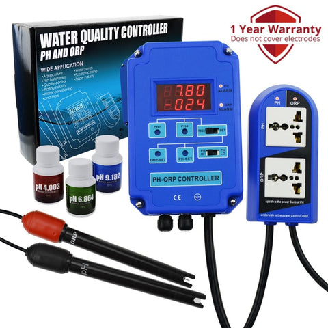 PH - 803_EU PH - 803 Digital pH ORP Redox 2 in 1 Controller Monitor w/ Output Power Relay Control, Electrode Probe BNC, Water Quality Meter Online Continuous Measurement Kit, for Aquarium Hydroponics Plant Pool Spa - Gain Express