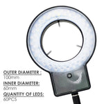 RLT - 207 RLT - 207 60 LED Microscope Ring Light Scope Illuminator with 4 - Zone Quadrant Control, Adapter Fitting and 8 Adjustable Brightness Level 40~60mm Diameter - Gain Express