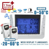 S08S608B_2S Wireless Weather Forecast Station Indoor Outdoor Temperature Humidity RCC Clock with 2 sensors - Gain Express