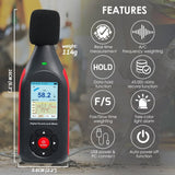 SLM - 441 Decibel Meter Datalogger Sound Level Tester Noise Decibel Reader Monitor SPL Meter with 43,000 Data Record, Visual Alarm, A/C Weighted, PC Connection Colored Screen Display for Home, Classroom, Traffic Noise Monitoring etc. - Gain Express