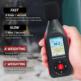 SLM - 441 Decibel Meter Datalogger Sound Level Tester Noise Decibel Reader Monitor SPL Meter with 43,000 Data Record, Visual Alarm, A/C Weighted, PC Connection Colored Screen Display for Home, Classroom, Traffic Noise Monitoring etc. - Gain Express