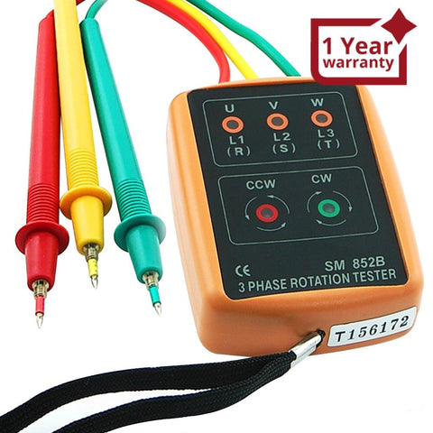 SM - 852B 3 Phase Sequence Rotation Indicator Tester Checker - Gain Express