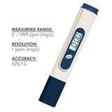 TDS - 139 Digital Pen Type TDS / Conductivity / Hydroponics Meter 0 - 1999 PPm - Gain Express