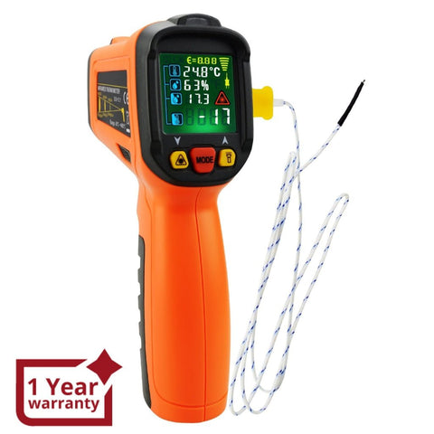 THE - 223 Non - contact Infrared IR Laser Thermometer Temperature Gun w/ K - Type Thermocouple & Humidity, - 50~800°C ( - 58~1472°F) - Gain Express