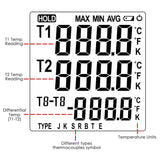 THE - 26 Digital Thermometer Dual Type - K Thermocouples Probe Temperature Instrument Large Display with Backlight - Gain Express
