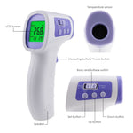 THE - 261 Non - contact Digital Laser Infrared IR Forehead Gun Thermometer Electronic Tester for Kids Baby Adult Human Body & Surface Temperature Tri - color Backlight with Fever Alarm - Gain Express