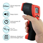 THE - 262 Lasergrip Non - Contact Digital Laser Infrared Gun Celsius and Fahrenheit Thermometer IR Instant Read Temperature with Adjustable Emissivity & Scanning Function - Gain Express