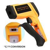 THE - 266 Lasergrip Non - Contact Digital Laser Infrared Gun Celsius and Fahrenheit High Temperature - 30℃~1500℃ ( - 22℉~2732℉) Thermometer IR Instant Read Temperature Adjustable Emissivity and 80 sets Data Storage - Gain Express