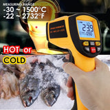 THE - 266 Lasergrip Non - Contact Digital Laser Infrared Gun Celsius and Fahrenheit High Temperature - 30℃~1500℃ ( - 22℉~2732℉) Thermometer IR Instant Read Temperature Adjustable Emissivity and 80 sets Data Storage - Gain Express